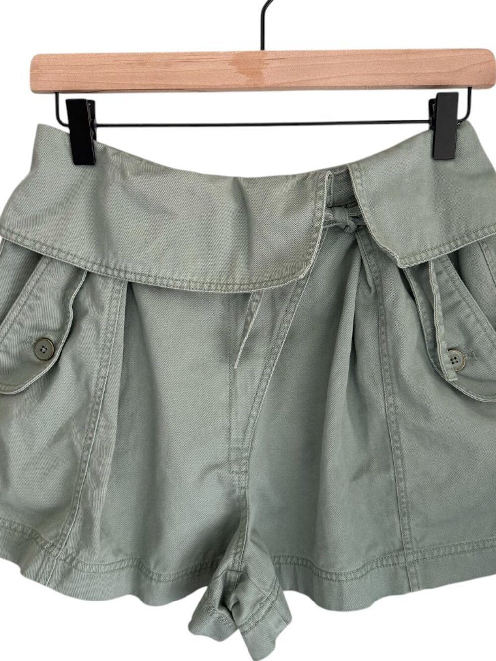Ulla Johnson Carter Twill Paper Bag Shorts Sage